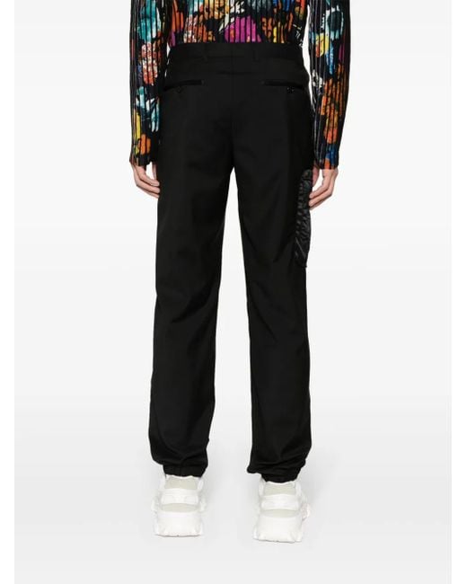 Moschino Black Rubberised-Logo Tailored Trousers for men