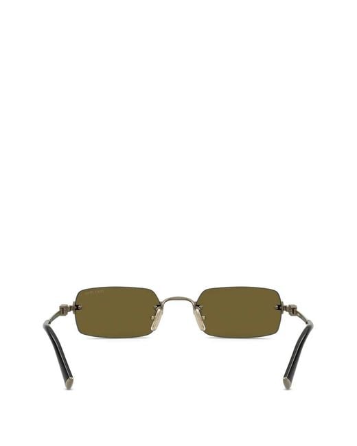 Miu Miu Green Rectangle-Frame Sunglasses