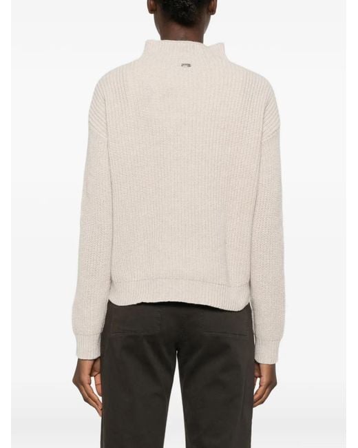 Herno White Ribbed-Knit High-Neck Sweater
