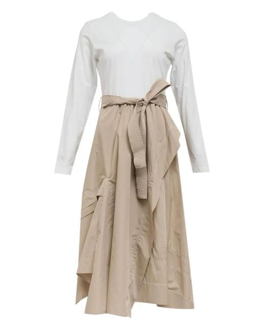 3.1 Phillip Lim Natural Tie-Waist Panelled Midi Dress
