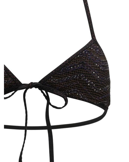 Missoni White Zigzag Mesh Triangle Bikini With Sequins