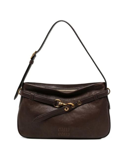 Miu Miu Black Aventure Leather Tote Bag