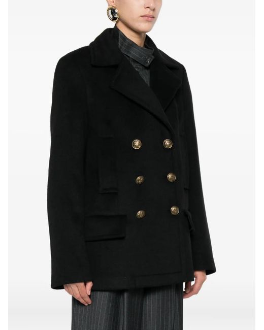 Dondup Black Double-Breasted Coat