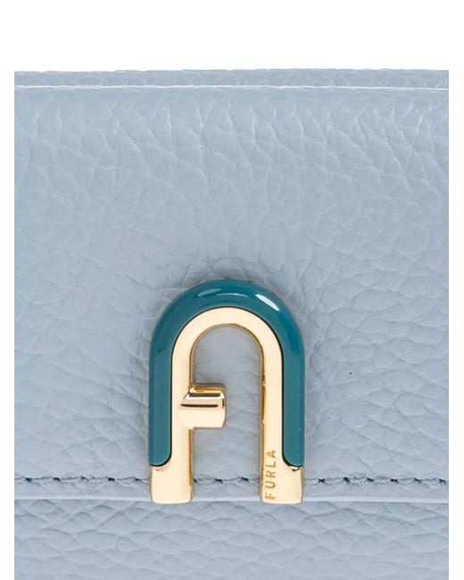 Furla Blue Logo-Plaque Leather Wallet