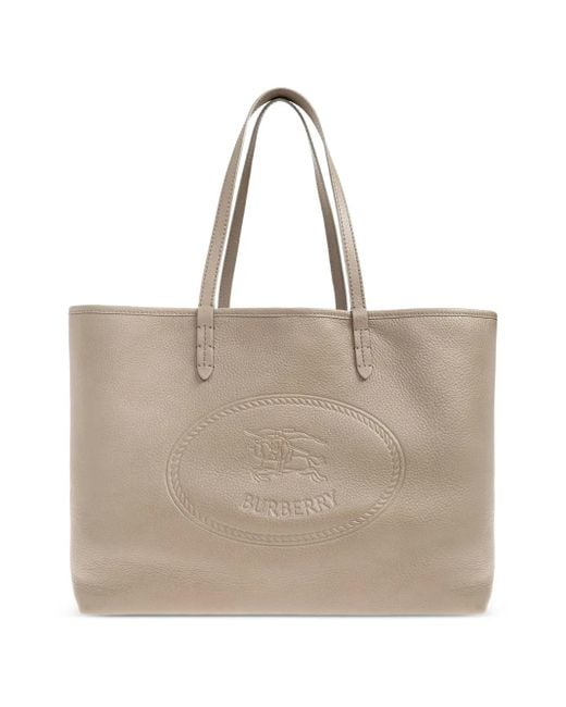 Burberry Natural Equestrian Knight Tote Bag