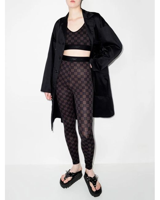 Ambush Black Monogram-Print Bra Top