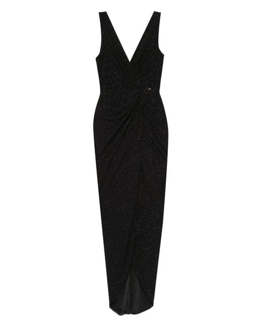 Nissa Black Glitter Maxi Dress