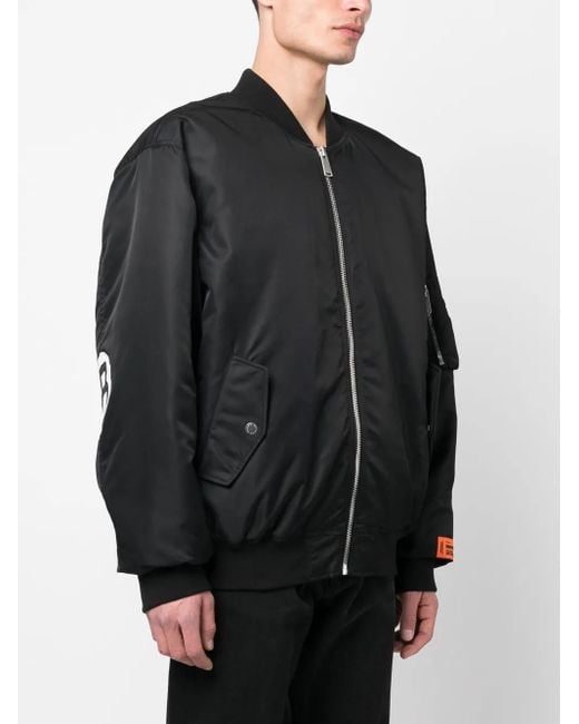 Heron Preston Black Padlock-patch Bomber Jacket for men