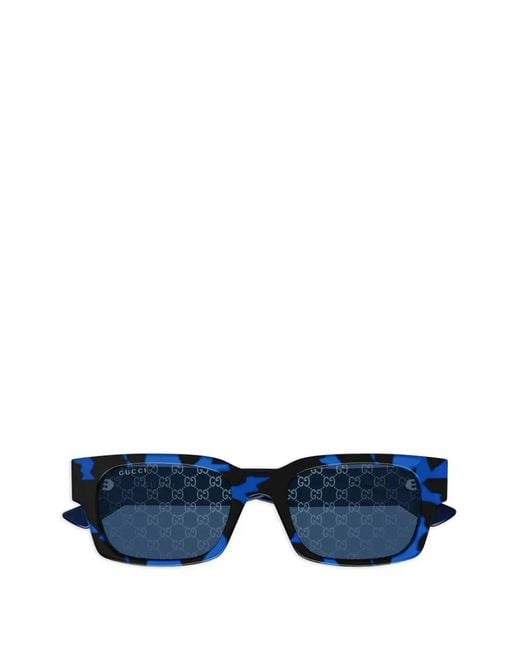 Gucci Blue Gg Monogram Rectangle-Frame Sunglasses for men