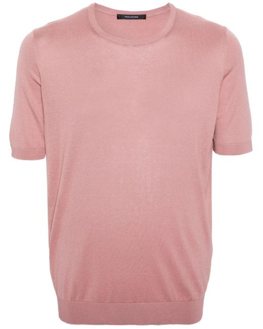 Tagliatore Pink Short-sleeve Silk Jumper for men