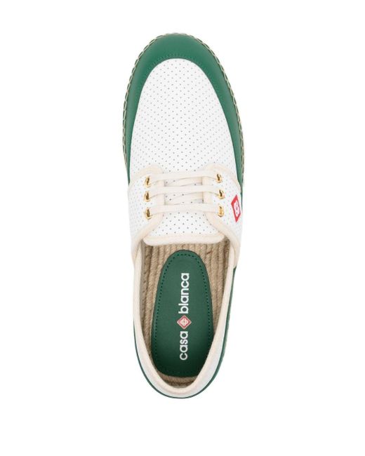 Casablancabrand Green Perforated Leather Espadrilles for men