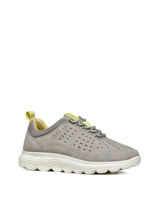 Geox Gray Spherica Perforated-Detail Sneakers
