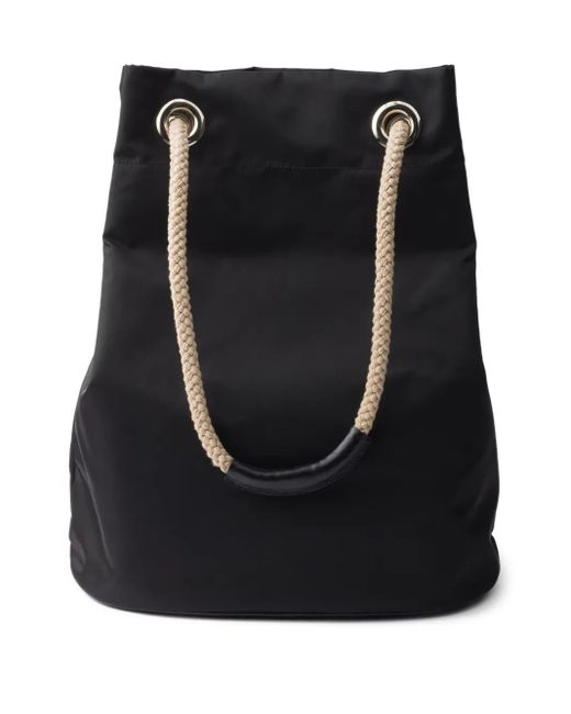 Prada Black Re-Nylon Tote Bag With Drawstring for men