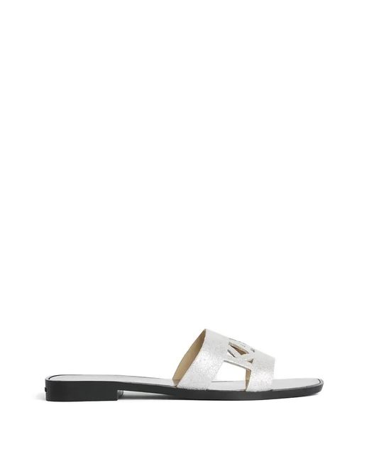 Karl Lagerfeld White Glitter-Effect Slides