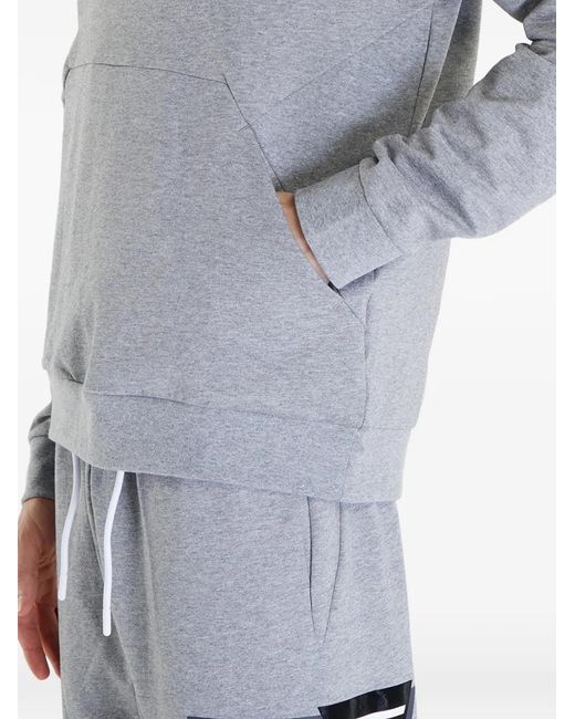 EA7 Gray Logo-Print Drawstring Hoodie for men