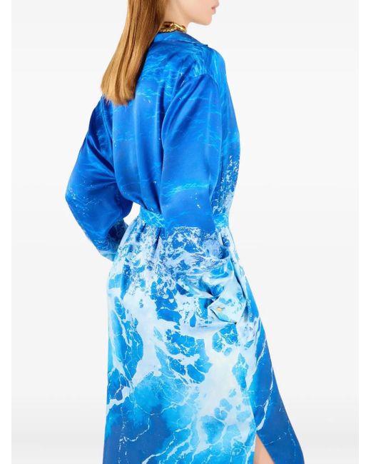 Roberto Cavalli Midi-Jurk Met Abstracte Print in het Blue