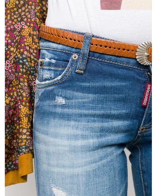 DSquared² Blue Distressed Skinny Jeans