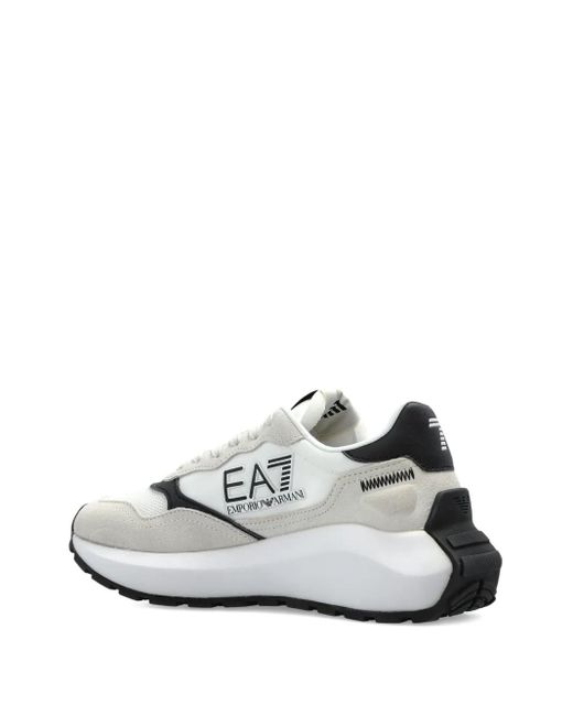 EA7 White Logo-Patch Sneakers