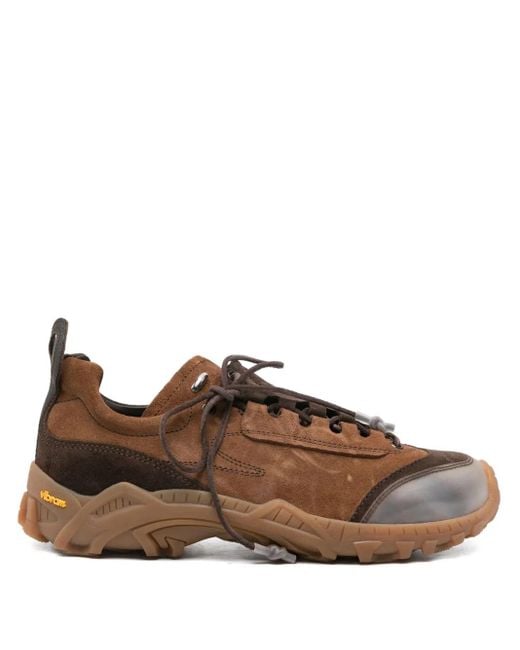 Our Legacy Brown Suede Lace-Up Low-Top Sneakers for men