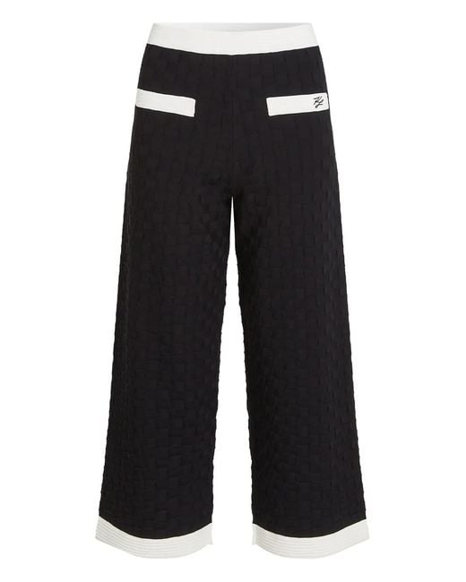 Karl Lagerfeld Black Contrast-Piping Knitted Trousers