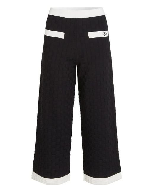 Karl Lagerfeld コントラストパイピング ニットパンツ Black