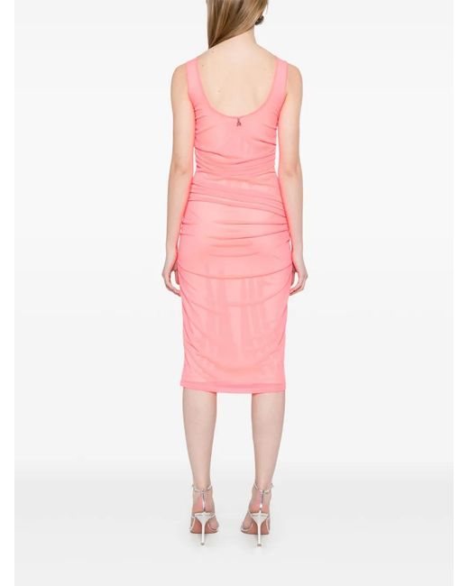 Patrizia Pepe Pink Mesh Midi Dress