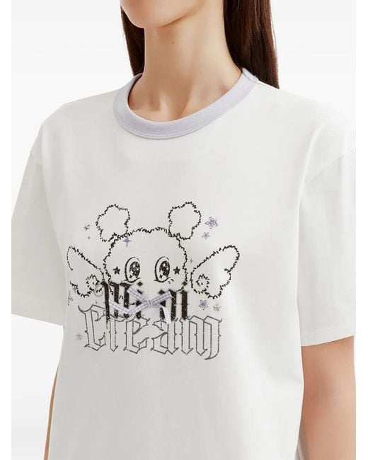 Mini Cream White Graphic-Print T-Shirt