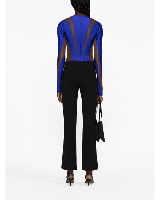 Body con paneles traslúcidos Mugler de color Blue