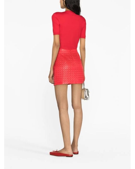 Patou Red Quilted Shell Miniskirt