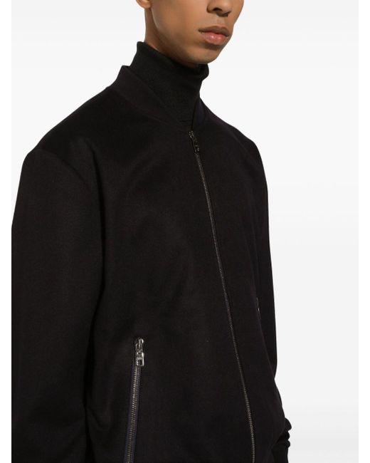 Dolce & Gabbana Black Zip-up Cashmere Bomber Jacket for men