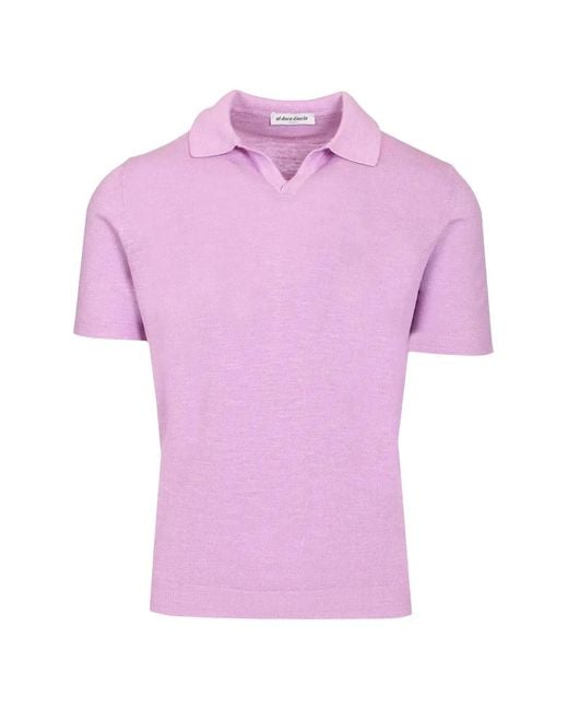 Al Duca D'aosta Pink Fine-Knit Short-Sleeve Polo Shirt for men
