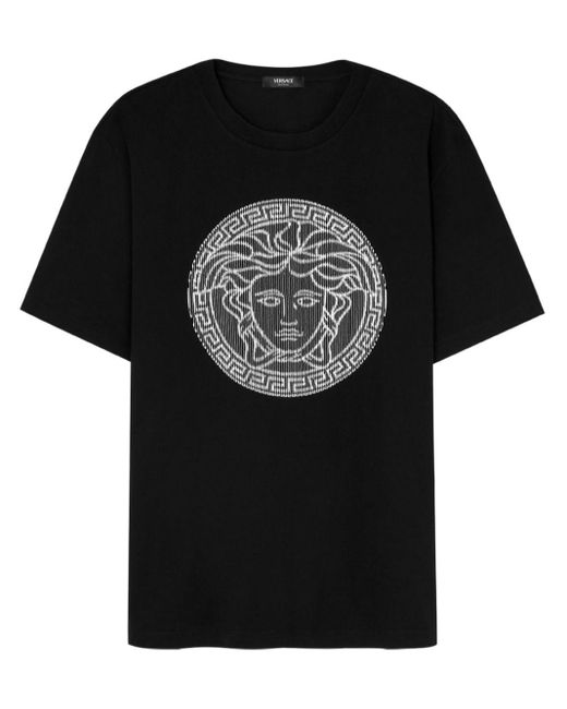 Camiseta Medusa Sliced bordada Versace de hombre de color Black