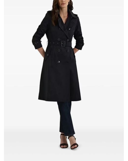 Ralph Lauren Black Double Breasted Trench Coat With Belt