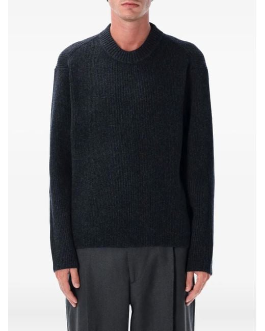 BERNER KUHL Blue Naval Ribbed Crew-Neck Sweater for men