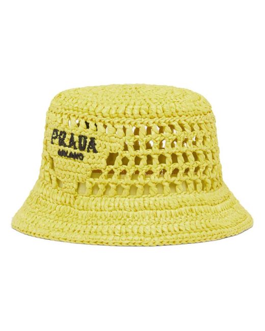 Prada Yellow Logo-embroidered Bucket Hat