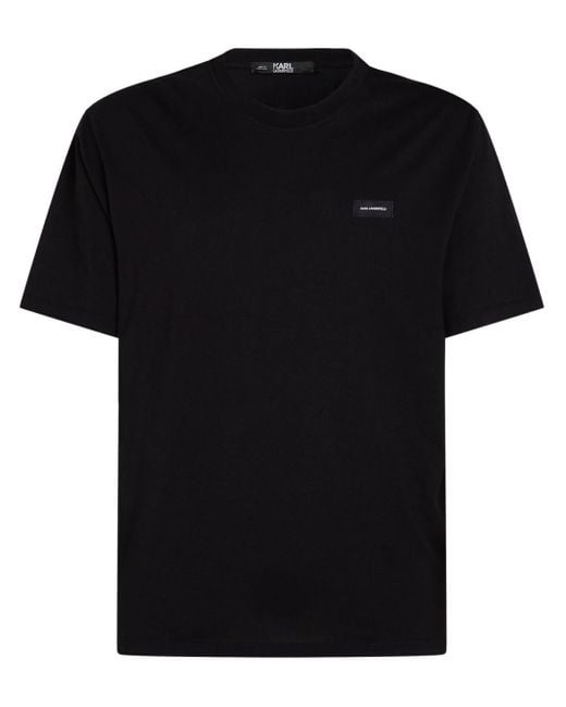 Karl Lagerfeld Black Logo-patch Cotton T-shirt for men