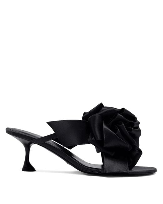 Proenza Schouler Black 60Mm Rose-Embellishment Heeled Sandals