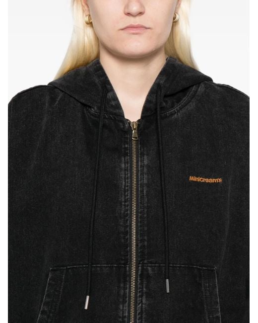 Mini Cream Black Logo-Embroidered Jacket