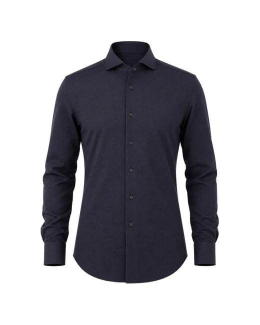 Xacus Blue Micro-Patterned Long-Sleeve Shirt for men