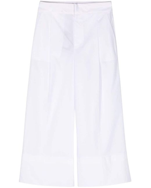 Twin Set White Cropped Poplin Trousers
