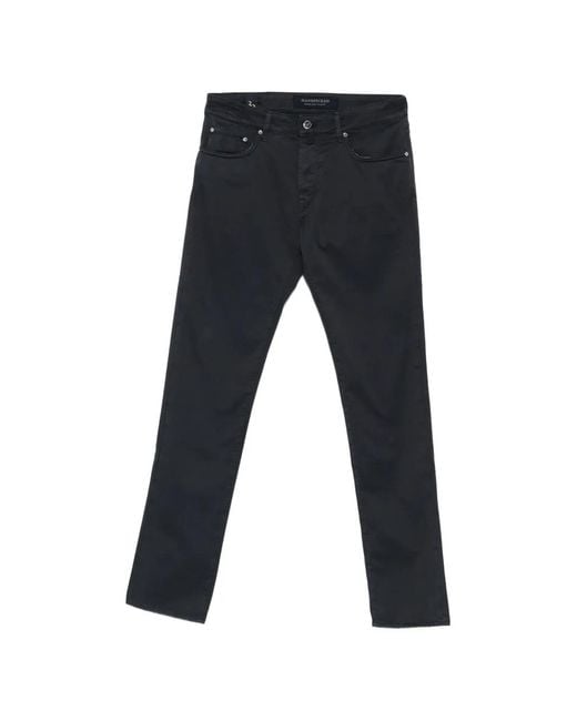 Hand Picked Black Ravello Logo-Patch Jeans for men