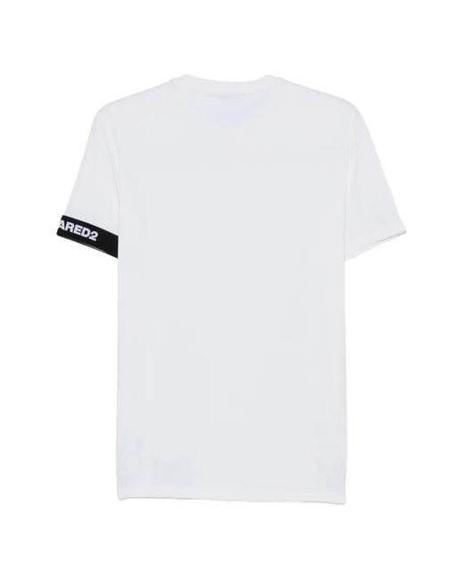 DSquared² White Logo-Patch T-Shirt for men