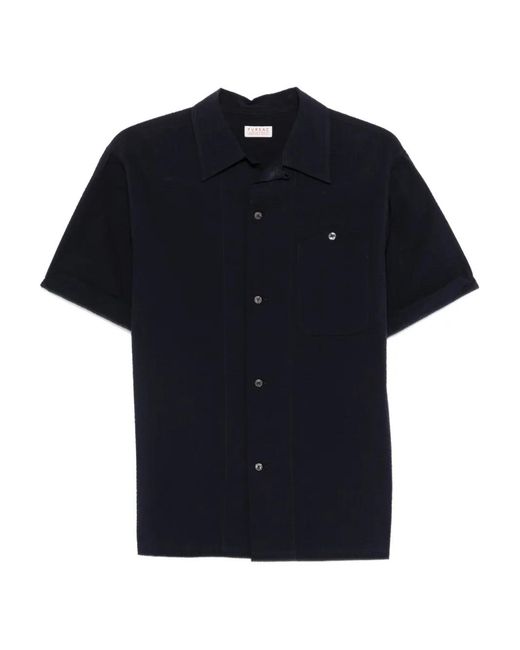 Fursac Black Patch-Pocket Textured Shirt for men