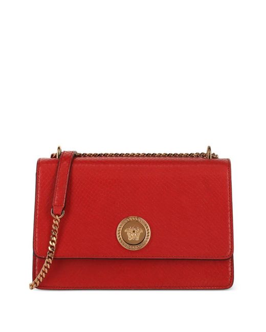 Versace Red La Medusa Snake-Embossed Cross Body Bag