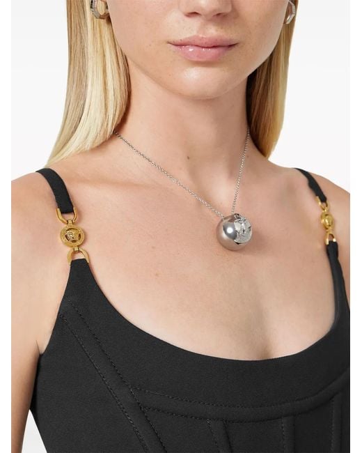 Versace Black Medusa-Strap Corset-Style Dress