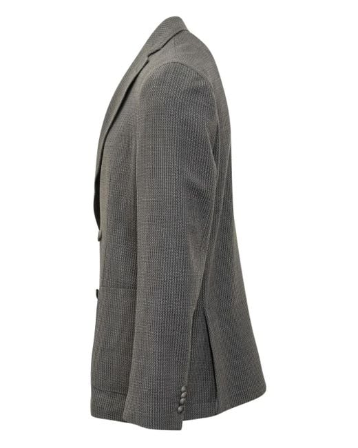 Boss Gray Double-Breasted Checked Blazer for men