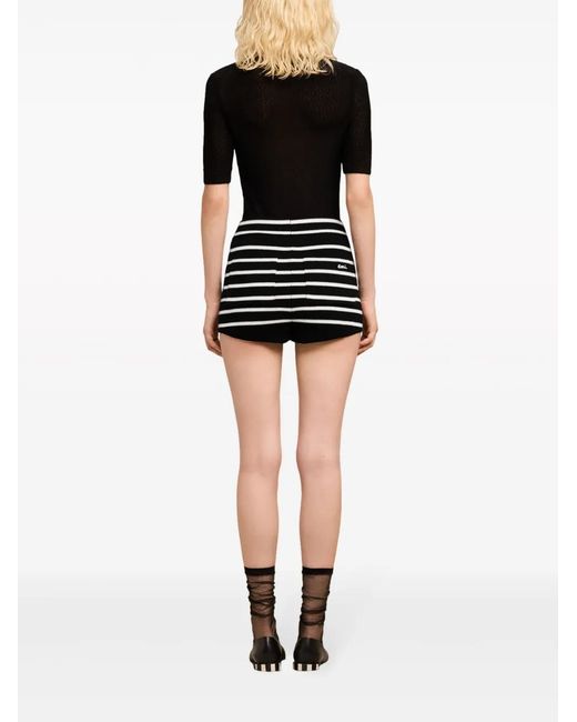 AMI Gestreepte Shorts in het Black