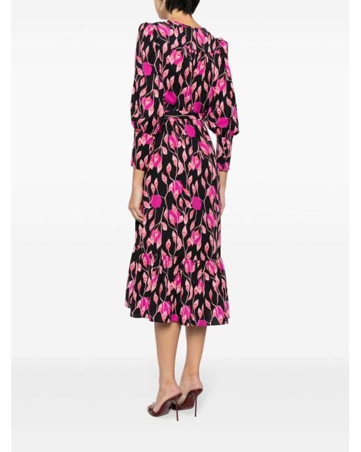 Diane von Furstenberg Purple Blade Floral-print Wrap Dress