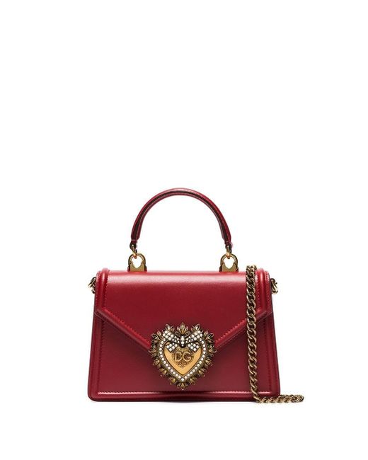 Borsa Devotion Piccola In Vitello Liscio di Dolce & Gabbana in Red