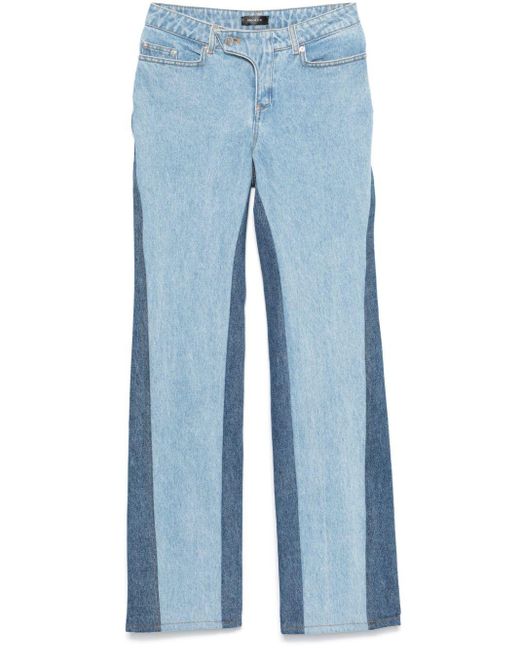 Mugler Blue Bi-Color Straight-Leg Jeans